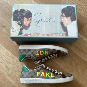 Gucci Brown Ace Men’s Fake/Not Sneakers size 9.5. Original packaging.